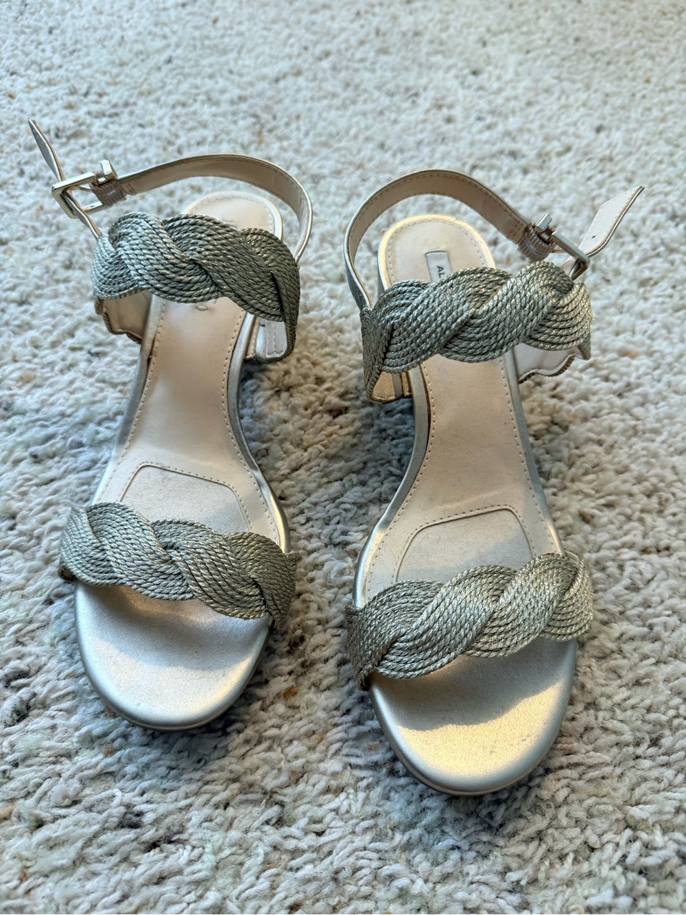 Alex Marie Gold Braided Ankle-Strap Sandals